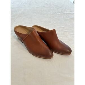 Ugg Leather Mules Heeled Clogs Brown Slip On Size 10